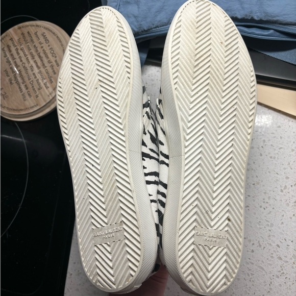 $550 SAINT LAURENT ACE ZEBRA ANIMAL Print CANVAS MID-TOP Sneakers EUR 44 US 11 - Picture 4 of 5